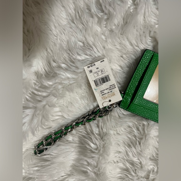 Mk card holder green leather
